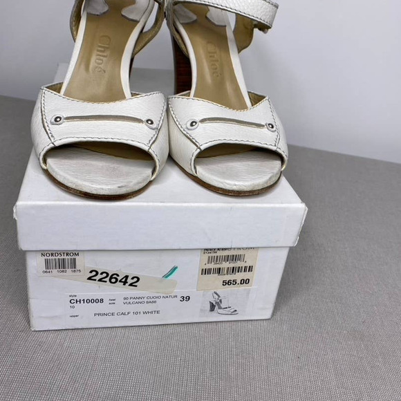 Chloe Prince white leather heeled sandals - Picture 2 of 12